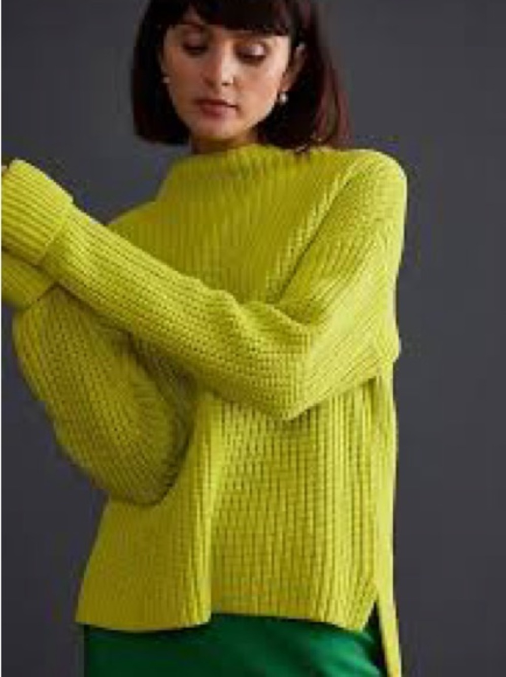 Selected Femme Selma Cotton Blend Ribbed Mock Neck Sweater M